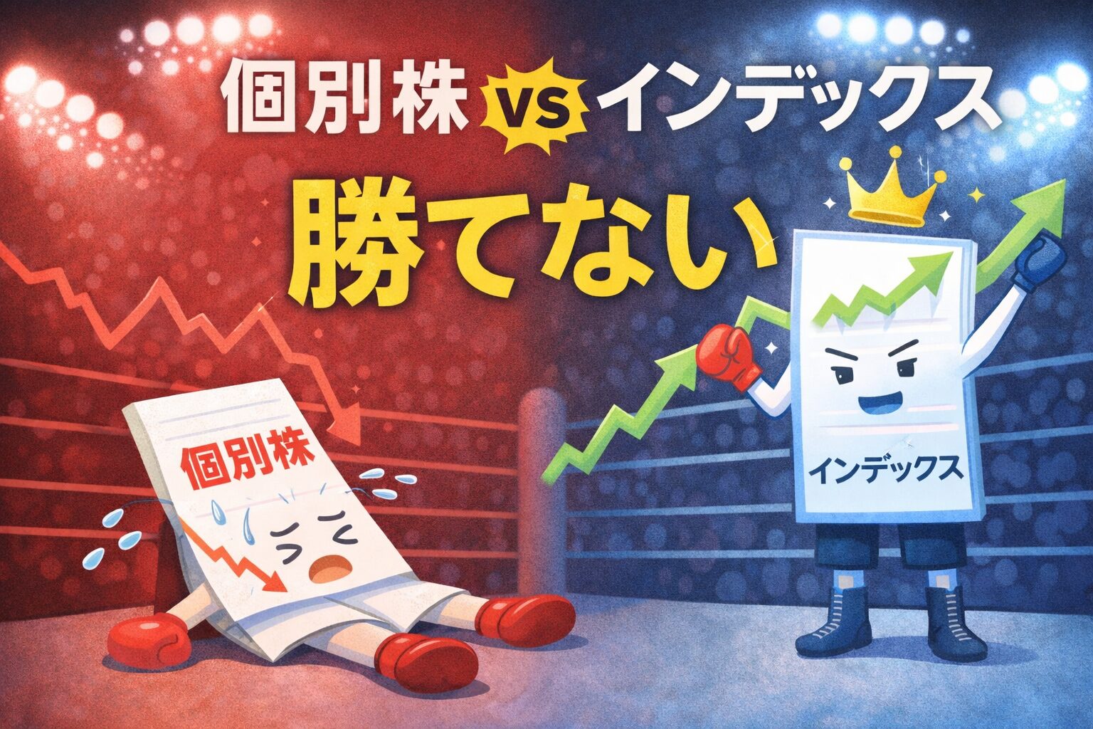 個別株　インデックス　勝てないのイメージ